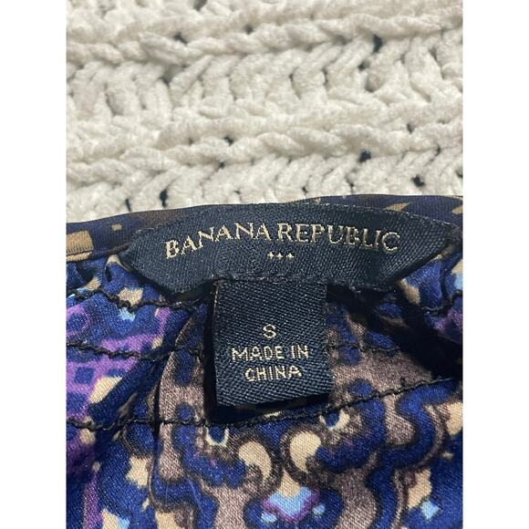 Banana Republic Blouse Long Sleeve Paisley Top Womens Sz Small Blue Black Purple - Picture 2 of 8